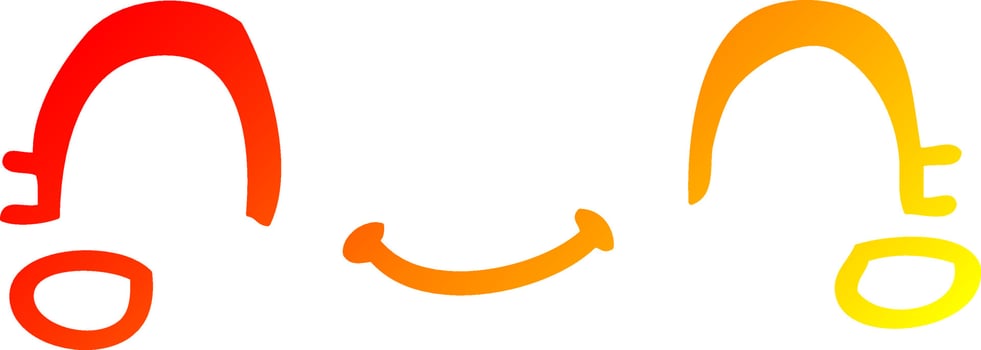 warm gradient line drawing cute cartoon face vector