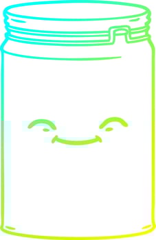 cold gradient line drawing cartoon glass jar vector