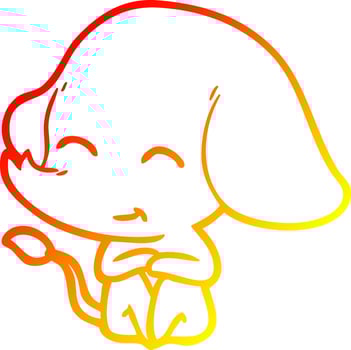 warm gradient line drawing cute cartoon elephant vector
