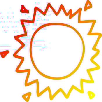 warm gradient line drawing cartoon sun vector