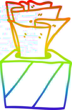 rainbow gradient line drawing cartoon box of tissues vector