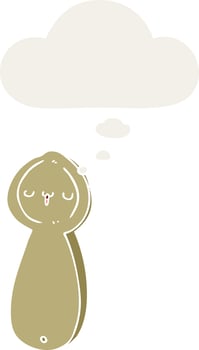 cartoon spoon and thought bubble in retro style vector