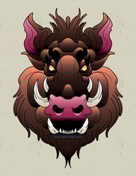 wild pig art animal vector