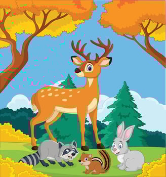 Cartoon wild animals in the jungle vector