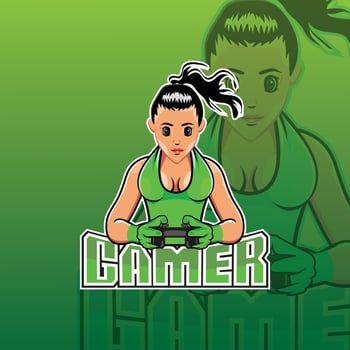 Girl Gamer Sports  Logo Design , Female Mascot Sports Gaming  Logo vector
