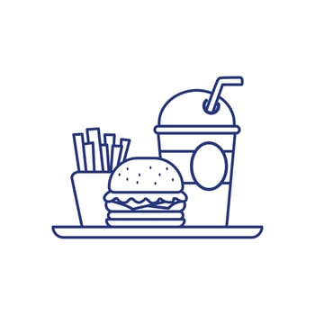 Junk food elements, hamburgers, french fries, and soft drinks. Fast food icon concept illustration. vector