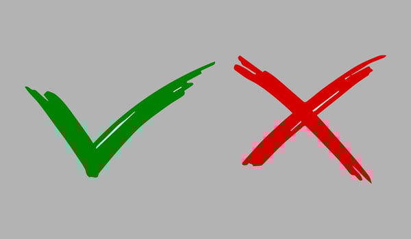 Tick and cross  signs. Checkmark OK and X icons. vector