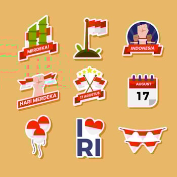 Indonesia Independence Day Sticker vector