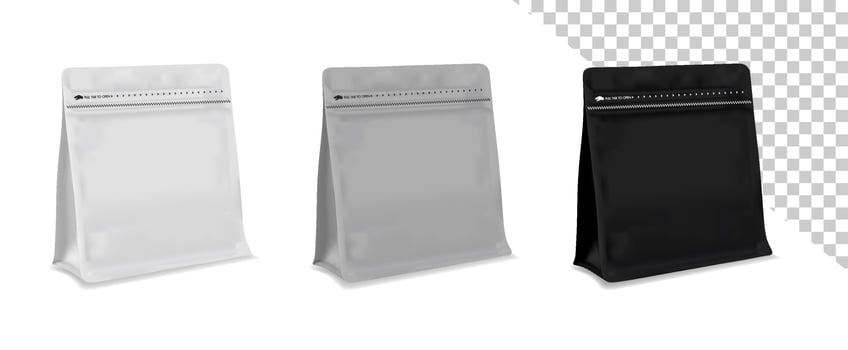 Blank coffee bag vector. Bag for coffee bean. Coffee drip package. vector