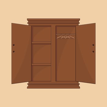Teak wood wardrobe vector illustration