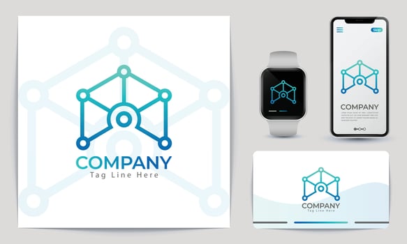 Simple Technical Logo Branding Mockup Design, And Gradient Colour With Stationary. Free Premium Vector File Download.