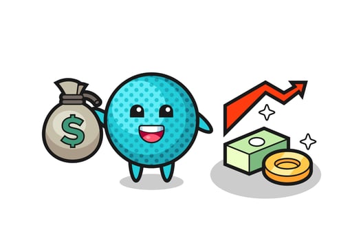 spiky ball illustration cartoon holding money sack vector