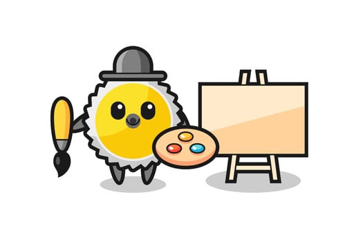 Illustration of saw blade mascot as a painter vector