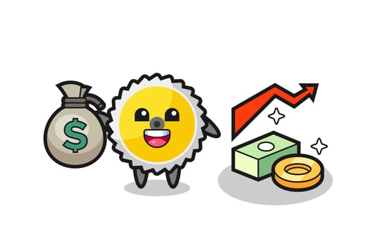 saw blade illustration cartoon holding money sack vector