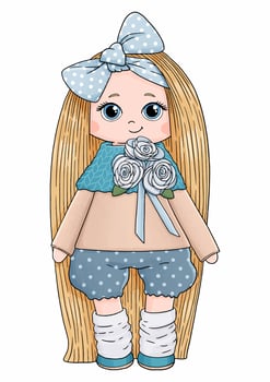 Cute llittle girl in pants and t-shirt vector illustration