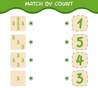 Match by count of cartoon chayote. Match and count game. Educational game for pre shool years kids and toddlers vector
