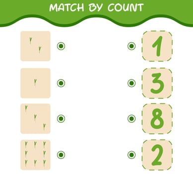 Match by count of cartoon spring onion. Match and count game. Educational game for pre shool years kids and toddlers vector