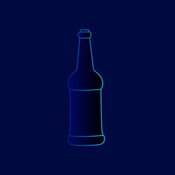 Wine bottle Line. Pop Art logo. Colorful design with dark background. Abstract vector illustration. Isolated black background for t-shirt, poster, clothing, merch, apparel, badge design