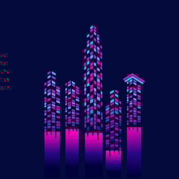 Black night town Line. Pop Art logo. Colorful design with dark background. Abstract vector illustration. Isolated black background for t-shirt, poster, clothing, merch, apparel, badge design