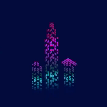 Black night town Line. Pop Art logo. Colorful design with dark background. Abstract vector illustration. Isolated black background for t-shirt, poster, clothing, merch, apparel, badge design