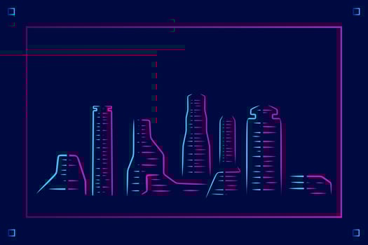 Black night town Line. Pop Art logo. Colorful design with dark background. Abstract vector illustration. Isolated black background for t-shirt, poster, clothing, merch, apparel, badge design