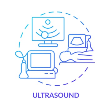 Ultrasound blue gradient concept icon. Body research technique. Patient care. Diagnostic imaging abstract idea thin line illustration. Isolated outline drawing. vector