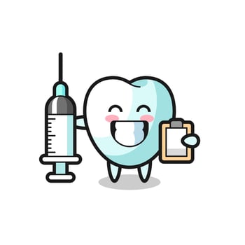 Mascot Illustration of tooth as a doctor vector