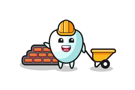 Cartoon character of tooth as a builder vector