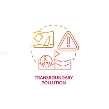 Transboundary pollution red gradient concept icon. Water contamination category abstract idea thin line illustration. Harmful consequences. Isolated outline drawing. vector