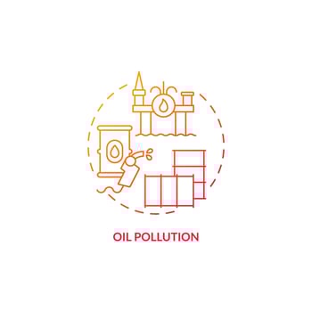 Oil pollution red gradient concept icon. Persistent ecological effects abstract idea thin line illustration. Oceanic oil and petroleum spills. Isolated outline drawing. vector