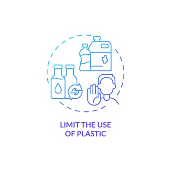 Limit plastic usage blue gradient concept icon. Save ocean abstract idea thin line illustration. Increase demand on sustainable materials. Isolated outline drawing. vector