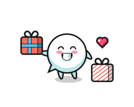 speech bubble mascot cartoon giving the gift vector