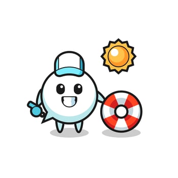 Cartoon mascot of speech bubble as a beach guard vector