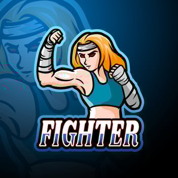 Fighter esport logo mascot design vector