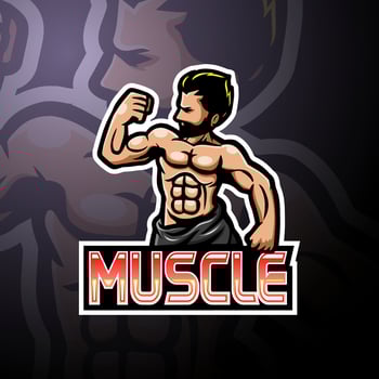 Muscle esport logo mascot design vector