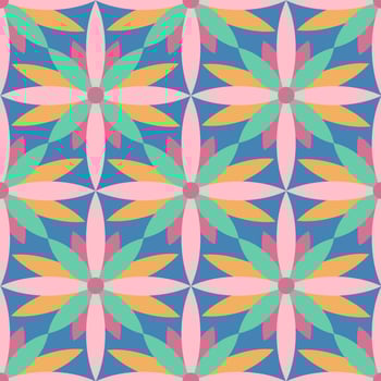 Bright damask pattern on a blue background. vector