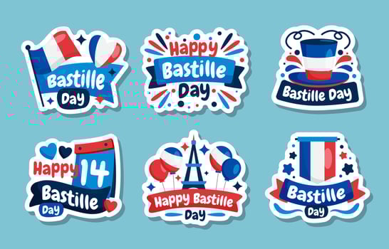 Bastille Day Sticker Set vector
