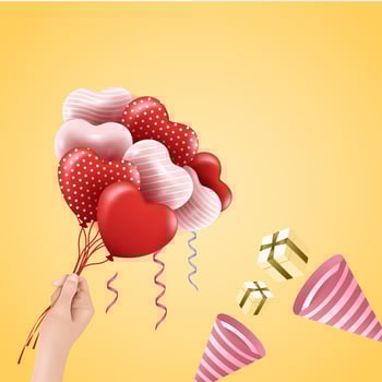 hand holding a heart shaped balloon vector