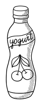 VECTOR CONTOUR DRAWING OF DRINKING YOGURT ON A WHITE BACKGROUND