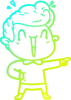 cold gradient line drawing cartoon excited man vector