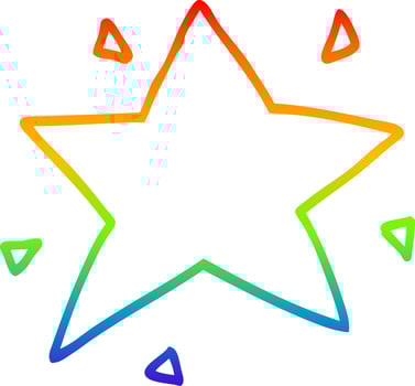 rainbow gradient line drawing cartoon star vector