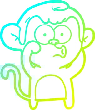 cold gradient line drawing cartoon hooting monkey vector