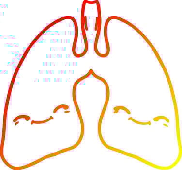 warm gradient line drawing cartoon lungs vector