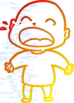 warm gradient line drawing cartoon shouting bald man vector