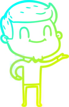 cold gradient line drawing cartoon friendly man vector