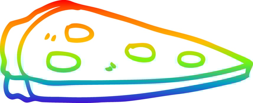 rainbow gradient line drawing cartoon pizza vector