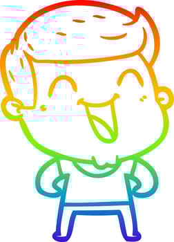 rainbow gradient line drawing cartoon man laughing vector
