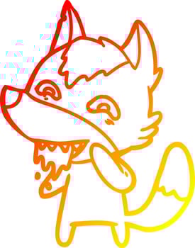 warm gradient line drawing cartoon hungry wolf vector