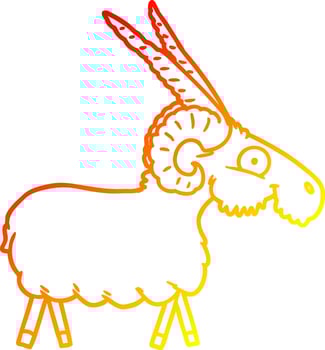 warm gradient line drawing cartoon goat vector