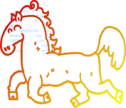 warm gradient line drawing cartoon stallion vector